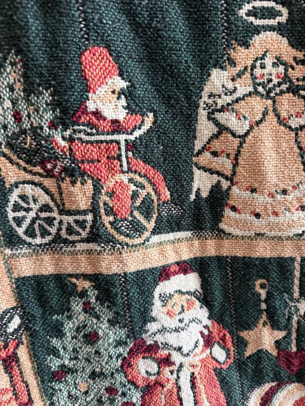 Vintage Fieldcrest Antique Toys Cotton Christmas Tapestry Throw Blanket 46 X 68 - Picture 9 of 13